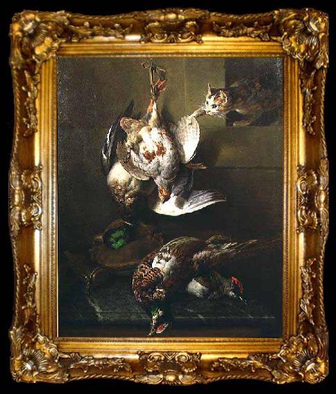 framed  Francois Desportes A Cat Attacking Dead Game, ta009-2
